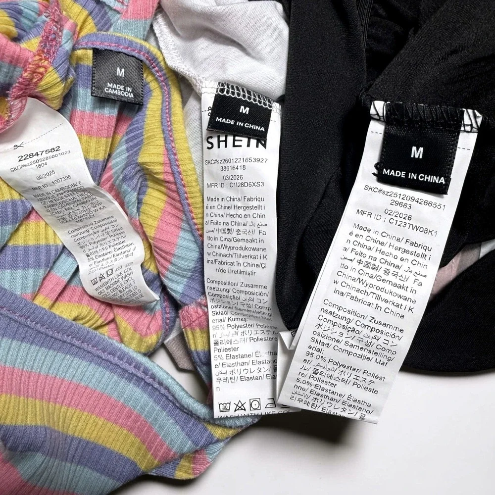 SHEIN Lot of 3 Black One Shoulder Romper Ribbed Colorful & Striped Tank Dress M - Picture 16 of 16
